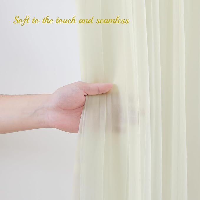 30x10ft Ivory Tulle Backdrop Curtain with Lights String for Parites, Sheer Backdrop Curtains for Wedding Baby Shower Birthday Party Photo Shoot Decorations