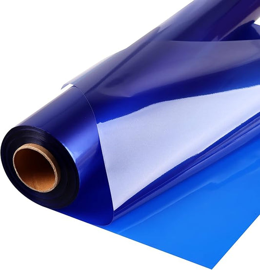 POPGIFTU Cellophane Wrap Roll Blue(34 in x 100 ft)- 3 Mil Thicken Translucent Blue Cellophane Roll, Large Colorful Cello Wrapping Paper for Gift Basket Treats Wrap DIY Arts Crafts Decoration