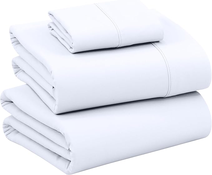 RUVANTI 100% Cotton Twin XL Sheet Sets, 3 Pieces, Soft & Breathable Percale Weave Bedding, Deep Pocket 16", Hotel Standard, Crisp Cool Feel, Durable, Perfect Size Dyed Sheets, Bright White