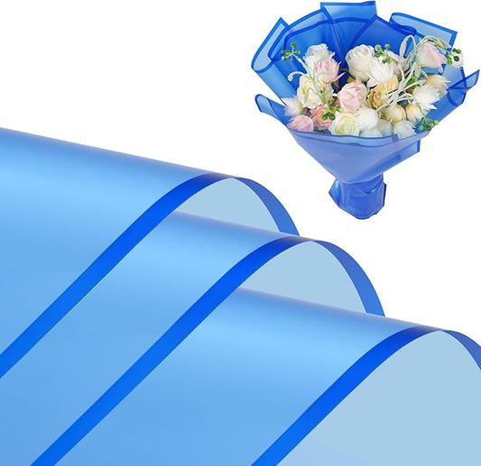 Kosotody 20 Sheets frosted Flowers Wrapping Paper,Waterproof Floral Bouquet Packaging Paper,Crafts Florist Supplies for Wedding Birthday Gift DIY (Blue)…