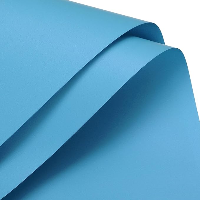 MECCANIXITY Pearlescent Film Flower Wrapping Paper 22.8x22.8 Inch Waterproof for DIY Crafts, Gift/Gift Box Packaging Lake Blue Pack of 20