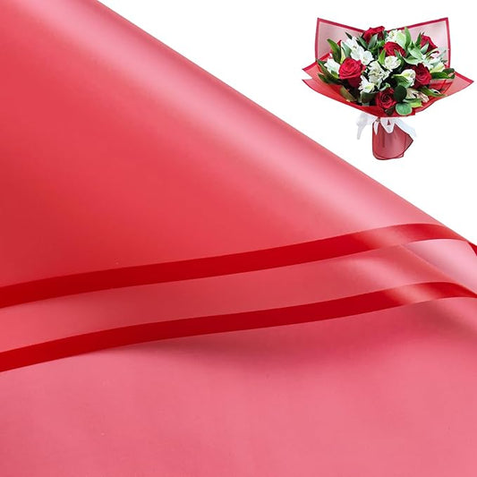 WRAPAHOLIC 20 Sheets Flower Wrapping Paper - 22.4 x 22.4 inch Red Border Water-Resistant Floral Bouquet Wrapping Paper, Florist Supplies Packaging Paper for Wedding Birthday Gift DIY
