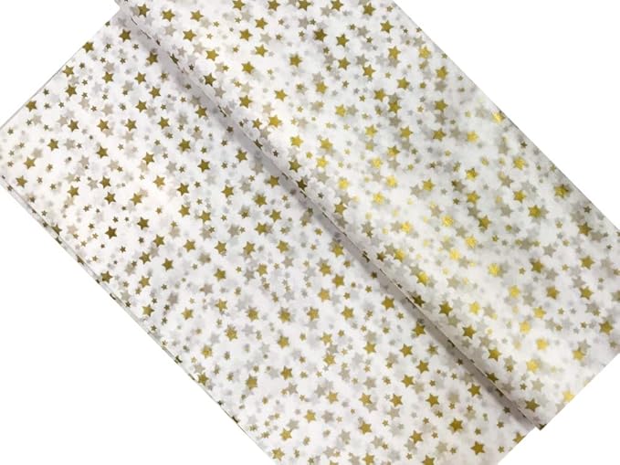 Ocean Tides 75 Sheets (14 x 20 Inches) Christmas Wrapping Paper – Gift Wrapping Tissue Paper Bulk for Crafts, Birthdays, & Holidays – Colored Tissue Papers for Gift Bags & Decorations, Gold Stars