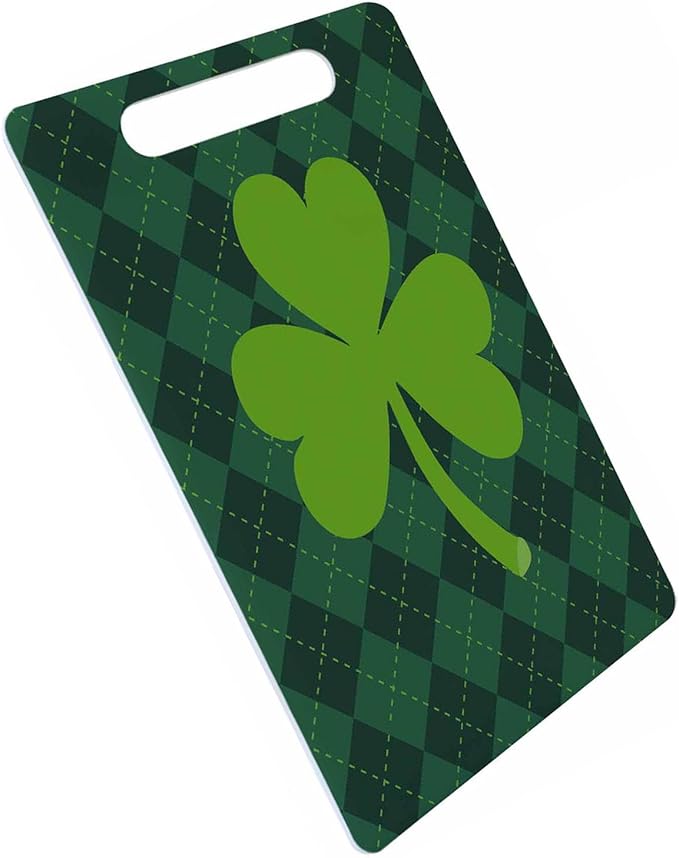 Clover Leaf Cutting Board St. Patrick's Day Green Geometric Stripes Cutting Boards Kitchen Chopping Board With Handles Non Slip 16 x 10 x 0.24 Inch