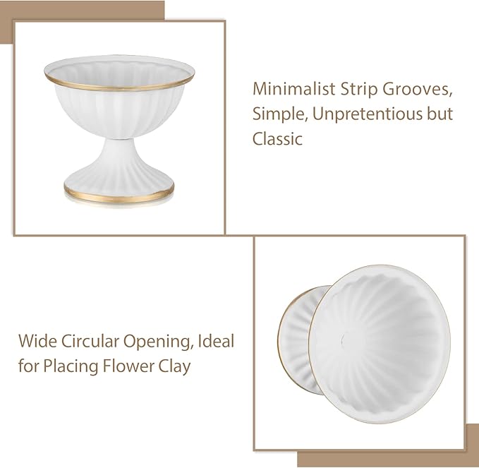 Sziqiqi Mini White Flower Arrangement Pots for Centerpiece Table Decorations Metal Vase Urn Planter Decor for Home Wedding Party Christmas (3.7IN-2PCS, White)