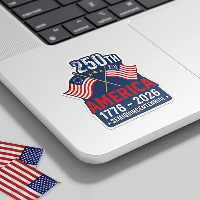 HANDICHI Design 5-Pack 6 Inch USA 250th Anniversary Stickers, Waterproof Patriotic Vinyl Decals with American Flag (1776–2026)