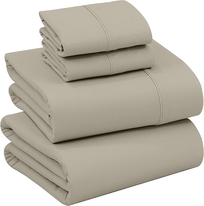 RUVANTI 100% Cotton California King Sheet Sets, 4 Pieces, Soft & Breathable Percale Weave Bedding, Deep Pocket 14", Hotel Standard, Crisp Cool Feel & Durable, Perfect Dyed Sheets, Taupe