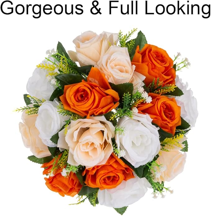 Flower Centerpieces for Wedding Tables: Wedding Table Decorations Orange Flower Balls Centerpieces for Engagement Cerebration Party Center Pieces 2 Packs