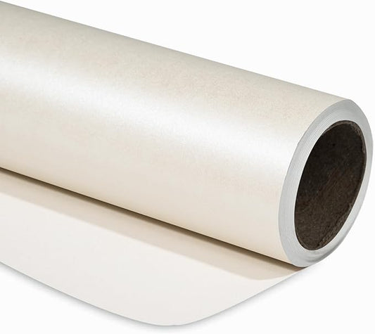 RUSPEPA Off White Matte Wrapping Paper - Solid Color Pearly - Lustre Paper, Off White Perfect for Wedding, Birthday, Christmas, Baby Shower,DIY Bouquet-17 Inches X 32.8 Feet