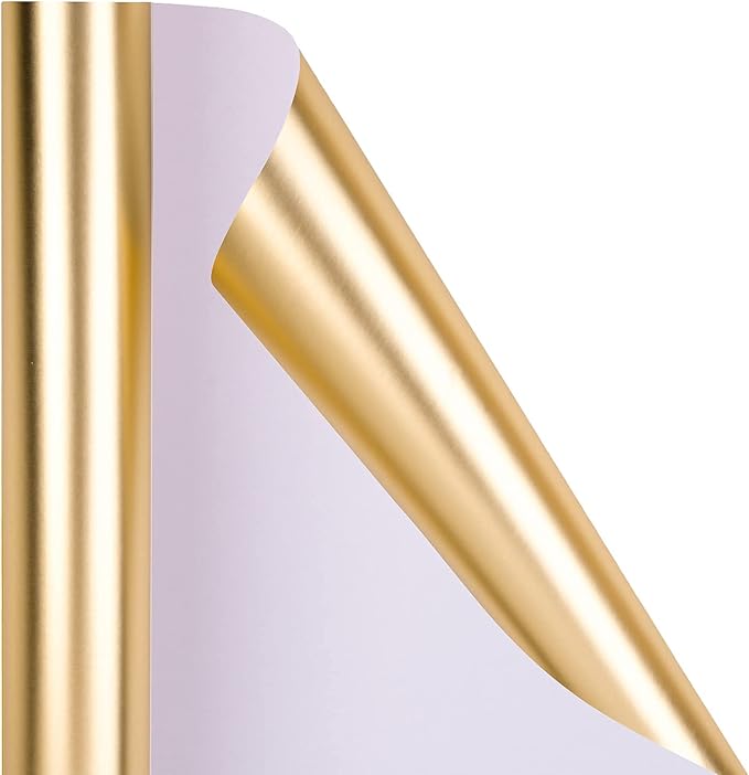 RUSPEPA Gold Gift Wrap - Christmas Wrapping Paper, Matte Metallic Foil Solid Color Gift Wrap Paper Roll Perfect for Birthday, Wedding, Anniversaries, Christmas, Baby Shower, Graduations Gifts - 17 Inches X 32.8 Feet
