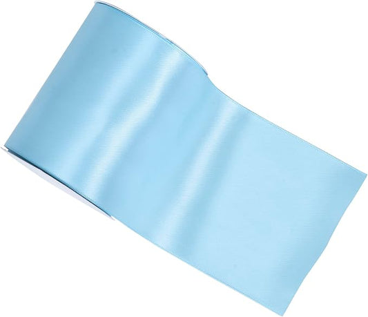 YAMA Light Blue Double Faced Satin Ribbon, 4 Inch 5 Yards, Great for Crafts Bows Flower Bouquet Wedding Home Decor Gift Wrapping