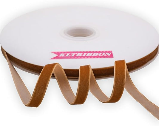 Nylon Velvet Ribbon Single Faced,3/8 Inch X 25Yards Spool (Ginger)