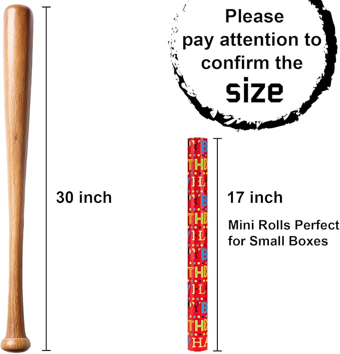 MIMUTI Red Birthday Wrapping Paper - 17 in X 33 ft - Foil Gift Wrap for Kids, Girls, Boys - Colorful Happy Birthday Text Design for Birthdays, Baby Shower, Party