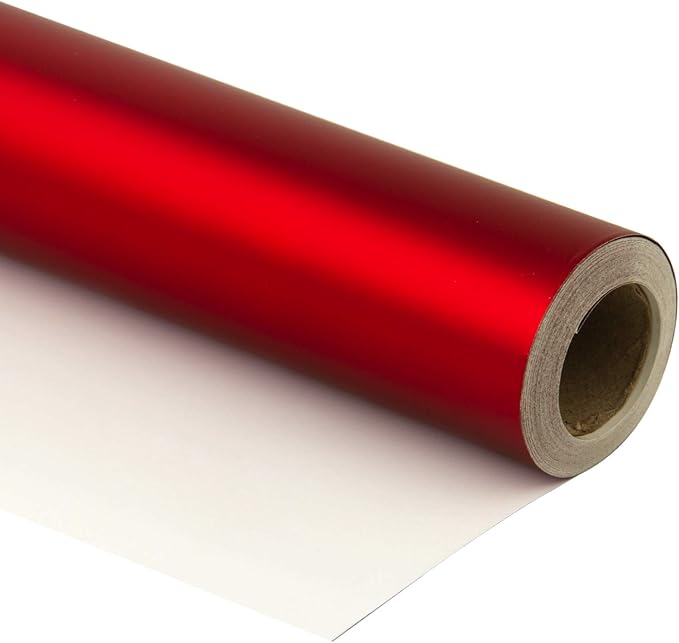 RUSPEPA Red Valentine's Wrapping Paper Roll - 81.5 Sq Ft Matte Metallic Red Foil Gift Wrap Jumbo Rolls for Wedding, Birthday, Shower, Congrats, Holiday, Christmas - 30 inches x 32.8 feet