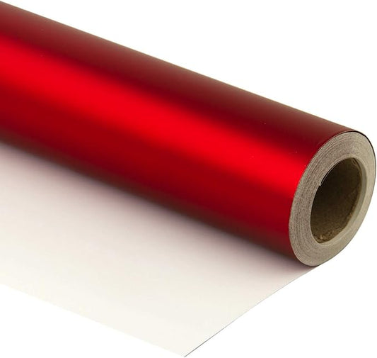 RUSPEPA Red Valentine's Wrapping Paper Roll - 81.5 Sq Ft Matte Metallic Red Foil Gift Wrap Jumbo Rolls for Wedding, Birthday, Shower, Congrats, Holiday, Christmas - 30 inches x 32.8 feet
