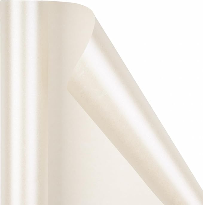 RUSPEPA Off White Matte Wrapping Paper - Solid Color Pearly - Lustre Paper, Off White Perfect for Wedding, Birthday, Christmas, Baby Shower,DIY Bouquet-17 Inches X 32.8 Feet
