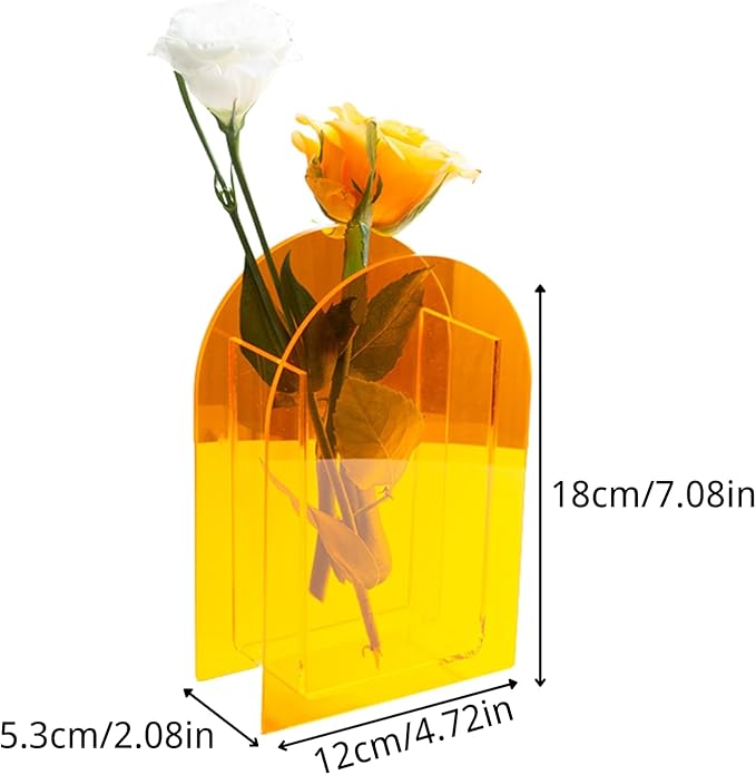 Clear Acrylic Arch-Shaped Vase Minimalist Transparent Design for Home Decor, Office, Wedding or Gallery Display (Arch Style)