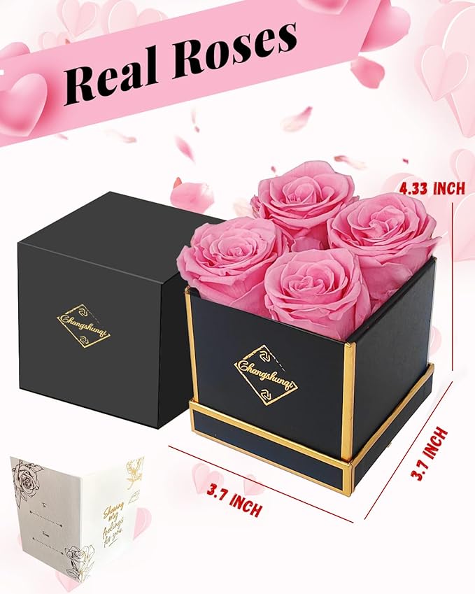 Changshunqi Preserved Roses, Forever Flowers Real Roses in a Box Last 2-3 Years, Preserved Flowers Birthday Gifts for Womem Mom Her,Anniversary Eternal Flowers Gifts for Mother Women Friends