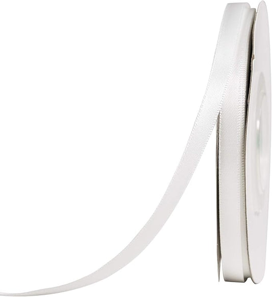 YAMA White Double Faced Satin Ribbon 1/4 Inch 25 Yards Thin White Ribbon for Gift Wrapping Crafts Hair Bows Wedding Party Decoration