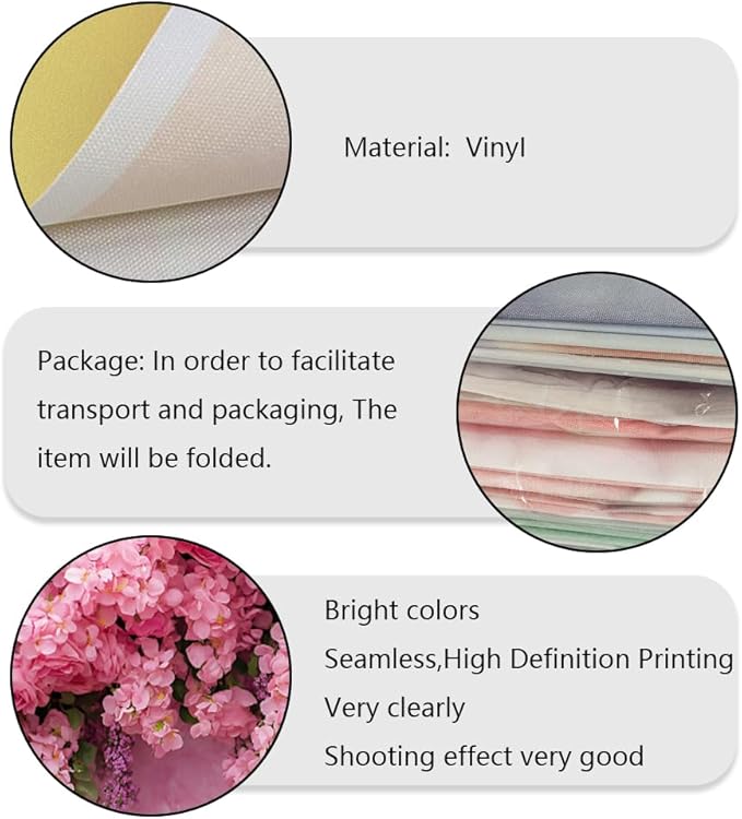 Pink Rose Flower Wall Backdrop for Birthday, Wedding, Bridal Shower, Valentine Day Party Decorations Pregnant Mother Portrait Photo Background (7x5ft)
