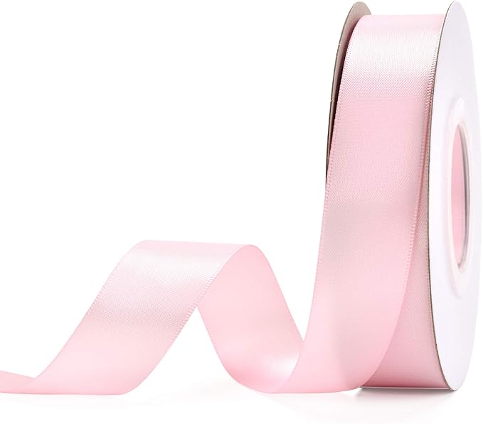 YAMA Double Face Satin Ribbon - 7/8" 25 Yards for Gift Wrapping Ribbons Roll, Pink