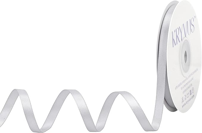 Silver Satin Ribbon, Double Faced 1/4 Inch X 25 Yards Silver Ribbon, Premium Satin Ribbon for Gift Wrapping, Crafts, Hair Bow Making, Sewing, Flower Bouquet, Wedding Party Decor