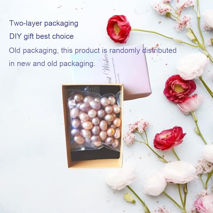 50 Pcs Real Pearls for Jewelry Making AAA 7-8 mm Non-Porous Natural Pearls Beads Oval Bead Loose Gemstone Bead Crafts Gift for Women,DIY Gifts.