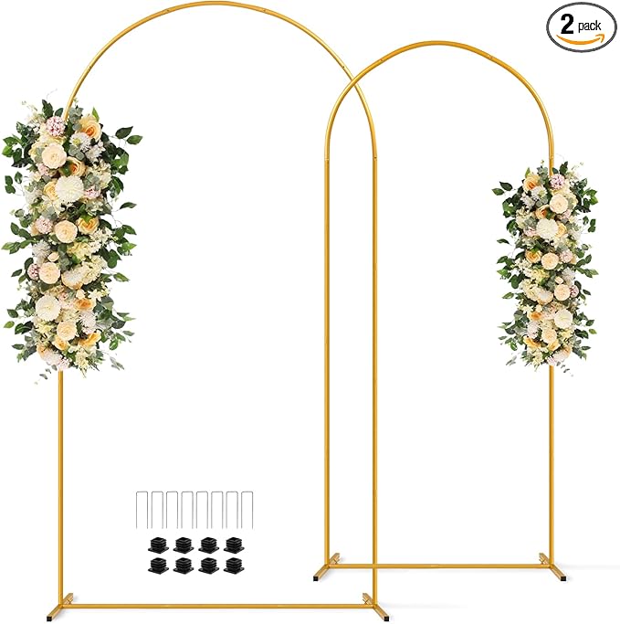 Tamodan 2 Pack Metal Wedding Arch (7.2ft+6ft) - Photo Booth Arch | Decoratable Backdrop Stand for Weddings, Gender Reveal, Baby Showers & More - Tool-Free Assembly