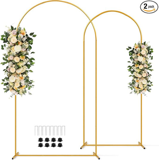 Tamodan 2 Pack Metal Wedding Arch (7.2ft+6ft) - Photo Booth Arch | Decoratable Backdrop Stand for Weddings, Gender Reveal, Baby Showers & More - Tool-Free Assembly