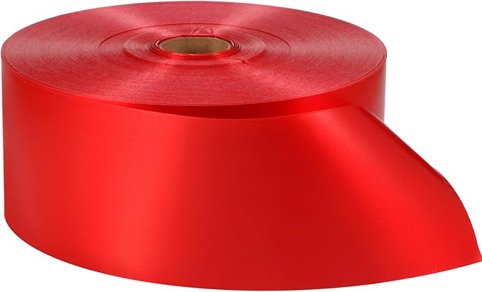 Syhood Outdoor Leaf Ribbon Floral Satin Ribbon for Crafts Aspidistra Waterproof Holiday Outdoor Decoration(4 Inch X 393 Yards,Red)