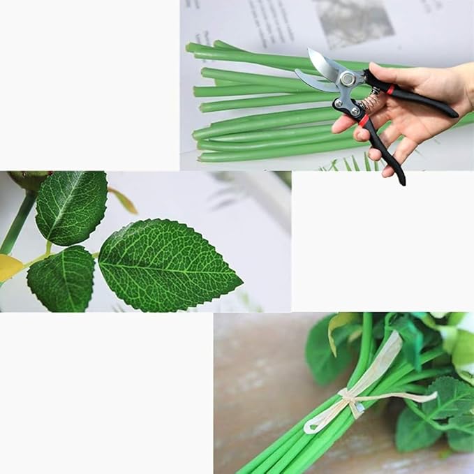 12pcs Artificial Roses Single Stem Fake Silk Flower Arrangement Bridal Bouquet Real Touch for Home Party Wedding Decoration Without Vase (White)