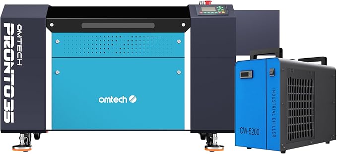OMTech Pronto 35 100W CO2 Laser Engraver Cutter with Water Chiller, 28"x20" Autofocus Engraving Machine with Air Assist & 2-Way Pass-Through, Laser Cutter for Wood Acrylic Leather Glass