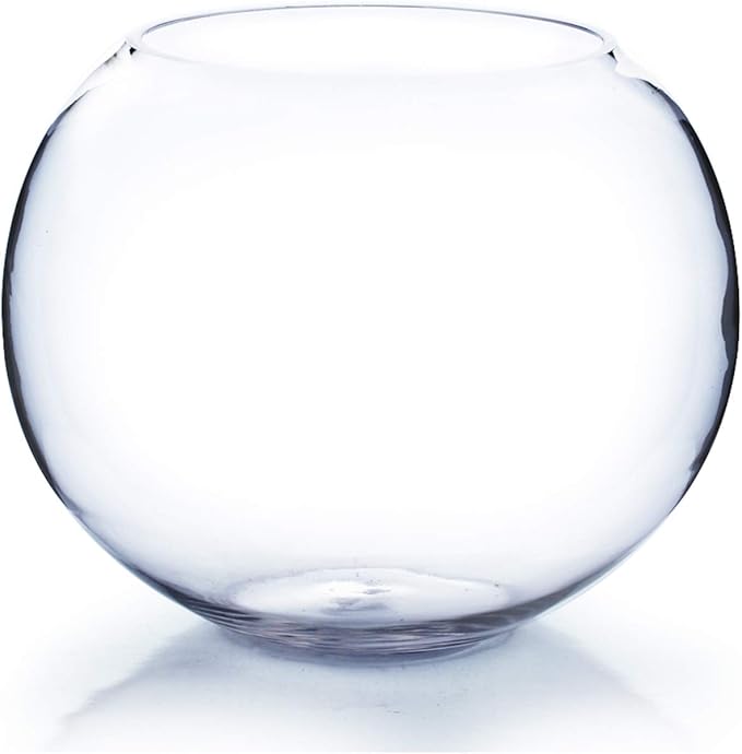 WGV Large Bowl Glass Vase, Diameter 12", Height 10", (Multiple Sizes Choices) Clear Round Bubble Vase Jar, Floral Planter Terrarium for Wedding Event Home Decor, 1 Piece (VBW1210)