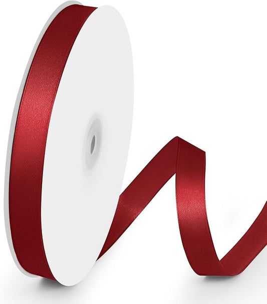 100 Yards 5/8 inch Satin Ribbon, Fabric Ribbon Solid Color Perfect for Gift Wrapping, Wedding, Handmade Bows, Floral Bouquets and Party Decoration(Wine red)
