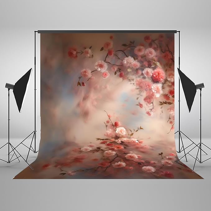 Mocsicka Abstract Floral Backdrop for Photography Retro Spring Watercolor Painting Floral Background Newborn Baby Shower Princess Girls Portrait Decoration Backdrop