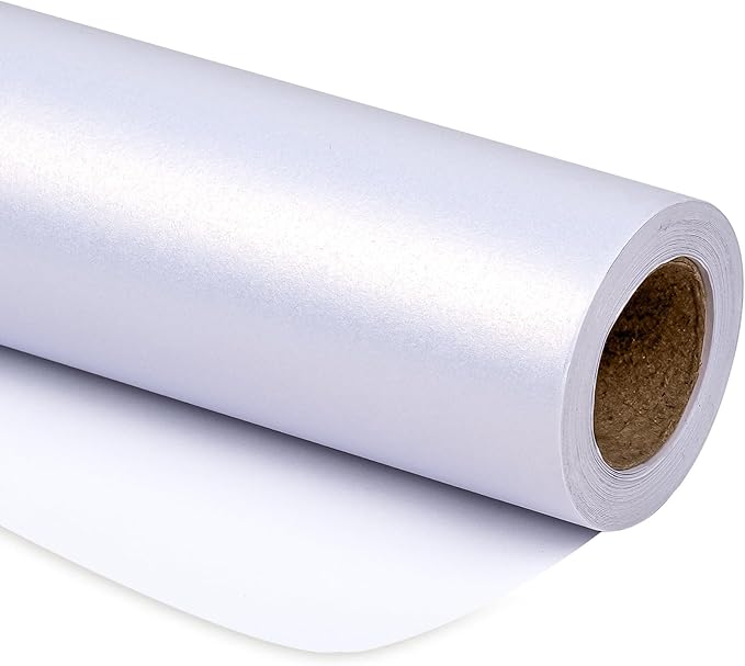 RUSPEPA Pearl White Matte Wrapping Paper-81.5 Sq Ft-Solid Color Pearly-lustre Paper Perfect for Wedding, Birthday, Christmas, Baby Shower -30Inch X 32.8Feet