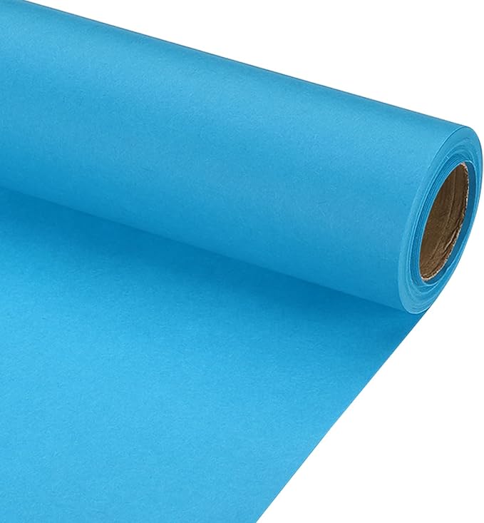 PATIKIL Wrapping Paper, 17" x 300"(25') 70 GSM Craft Paper Roll Kraft Packing Paper for Poster Bulletin Board, Gift Wrapping, Light Blue