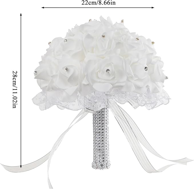 Ochine Bride & Bridesmaid Bouquets - Silk Hand Holding Flower Bouquet for Valentines Day Decor, Wedding Party Supplies & Home Decor