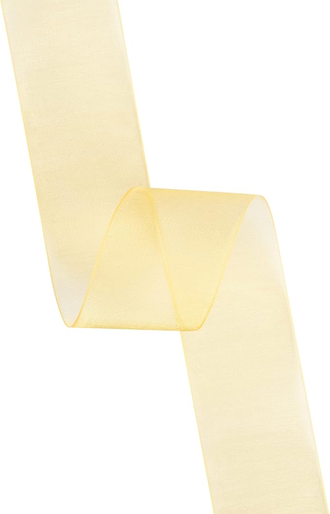 1-1/2 Inch Yellow Gold Shimmer Sheer Organza Ribbon Sheer Chiffon Ribbon 50 Yards-Roll Multiple Colors Available for Gift Wrapping Wedding Events Christmas Décor
