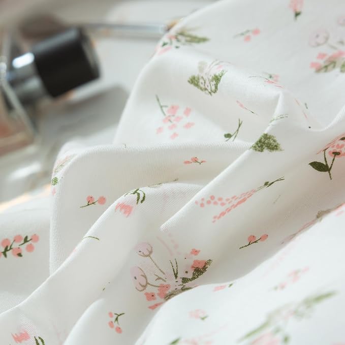 LifeTB Girls Pink Flower Duvet Cover Twin 100% Cotton Blossom Floral Comforter Cover Pink White Flower Pattern Duvet Cover with Zipper Closure Aesthetic Botanical Cottagecore Bedding Set Twin