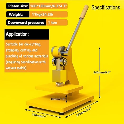 Magnetic Manual Die Cutter die-Cutting Machine,Leather Cutting Embossing Machine, Punching Press Machine for Various of Materials,Downward Stroke: 11mm