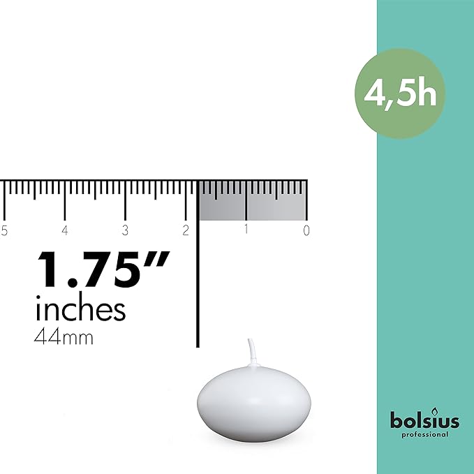 BOLSIUS White Floating Candles - Bulk Case of 16 Packs = Total 320 Candles - 5 Hours - Premium European Quality - Consistent Smokeless Flame