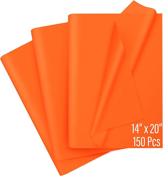 SANZIX 150 Sheets Orange Tissue Paper for Gift Bags Bulk 14x20 Inch - Orange Christmas Wrapping Paper for Christmas Gifts, Flowers, Crafts, Thanksgiving, Halloween, Holiday & Xmas Decorations