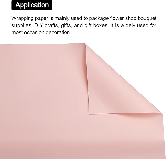 MECCANIXITY 10 Pcs Flower Wrapping Paper 22.8x22.8 Inch Waterproof Florists Wrapping Paper for Florist Bouquet Supplies, DIY Crafts, Gift/Gift Box Packaging Light Pink