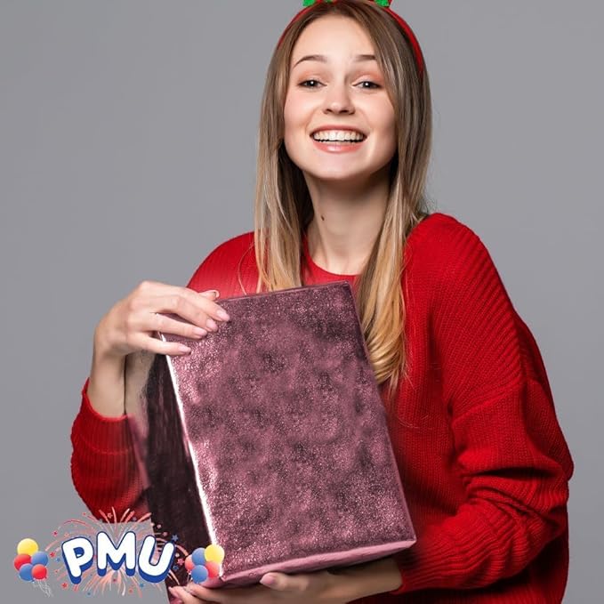 PMU (2 Gift Wrap Mylar Roll Metallic Baby Pink 2-sided, 24 Inches X 8.3 Ft Roll 1.4 Mil Highly Reflective Mylar Film, Great for Gifts, Birthdays, Christmas, Baskets, Arts & Crafts
