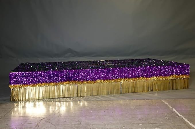 Anderson's Purple Metallic Floral Sheeting, 15 Ft. Parade Float Decoration for Trailers, Parties, Weddings, Proms, Photo Backdrops & Events – Shiny Fringe Garland for Indoor/Outdoor Use