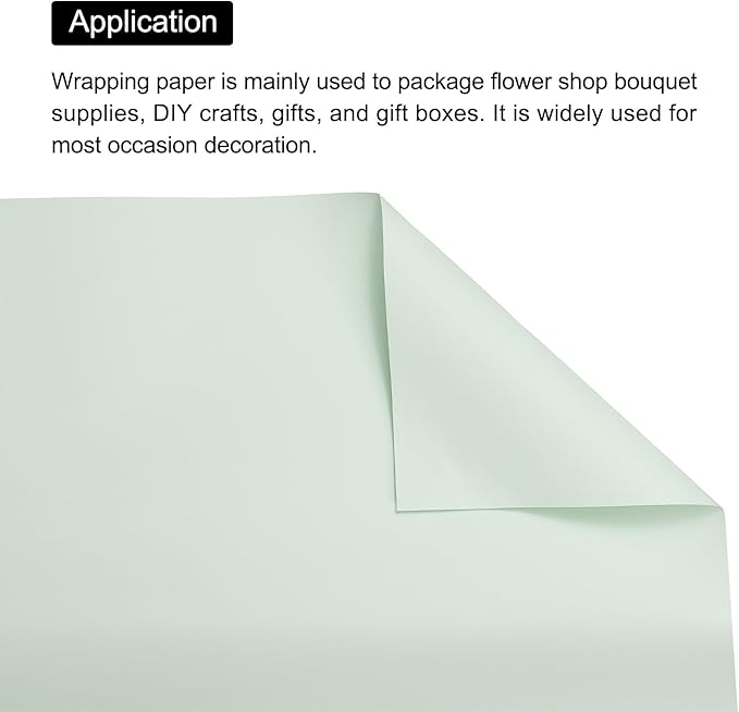 MECCANIXITY Pearlescent Film Flower Wrapping Paper 22.8x22.8 Inch Waterproof for DIY Crafts, Gift/Gift Box Packaging Smoky Green Pack of 20