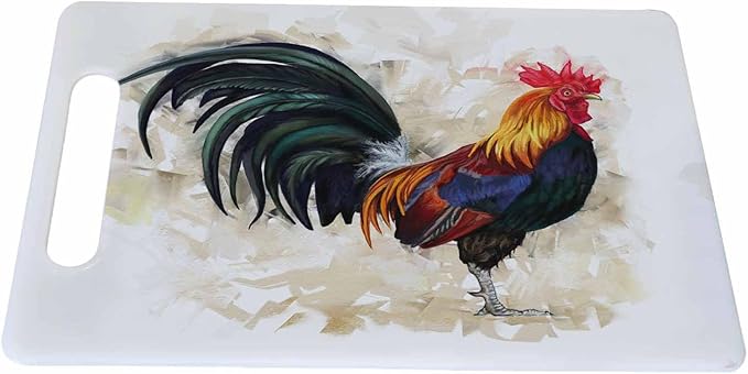 Rooster Cutting Board Farm Animal Standing Watercolor Grip Handle Chopping Boards Cutting Board for Kitchen Plastic 16" x 10" x 0.24"