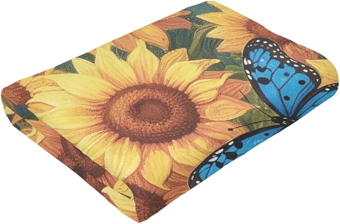 Sunflower Blanket Flower Throw Blanket Soft Cozy Fleece Fuzzy Stuffed Plush Flannel Gifts for Girls Women Boys Kids Adults 60"X80"