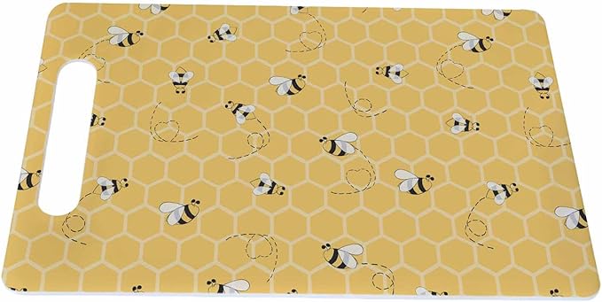 Yellow Bees Cutting Board Honey Honeycombs Cute Animal Grip Handle Chopping Boards Cutting Board for Kitchen Plastic 16" x 10" x 0.24"